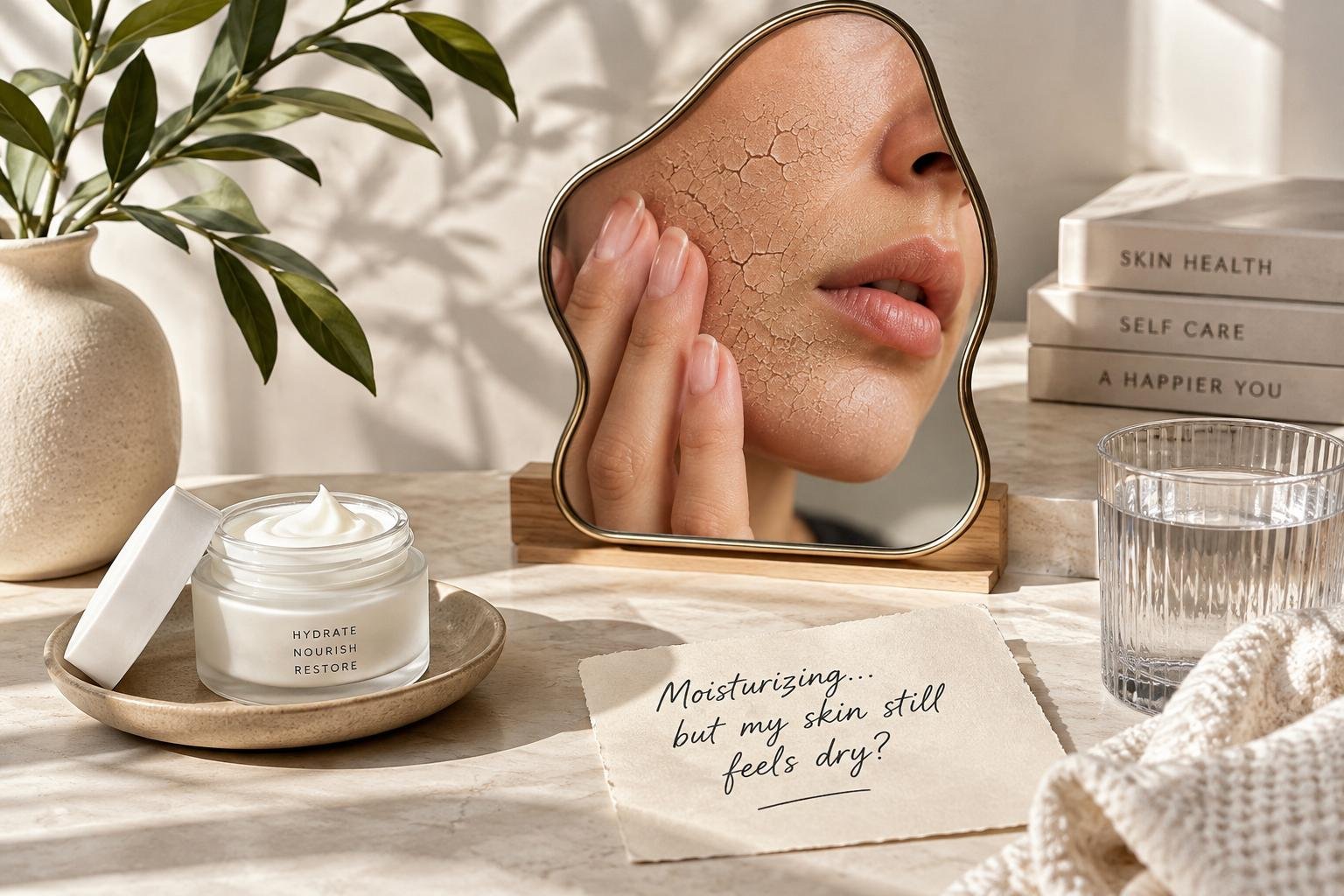 Skin dry even after moisturizing with visible dryness and moisturize