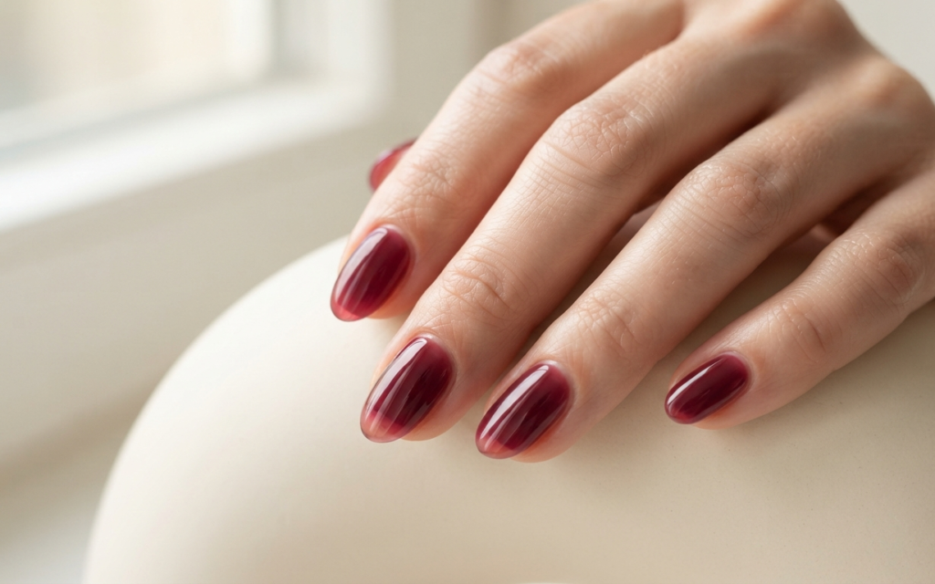 Burgundy Jelly Nails