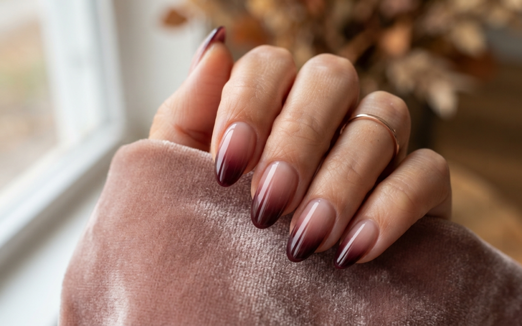 Burgundy Ombre Nails