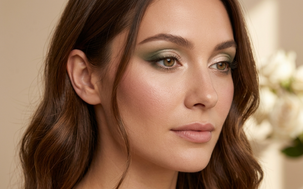 Olive Green & Champagne Shimmer