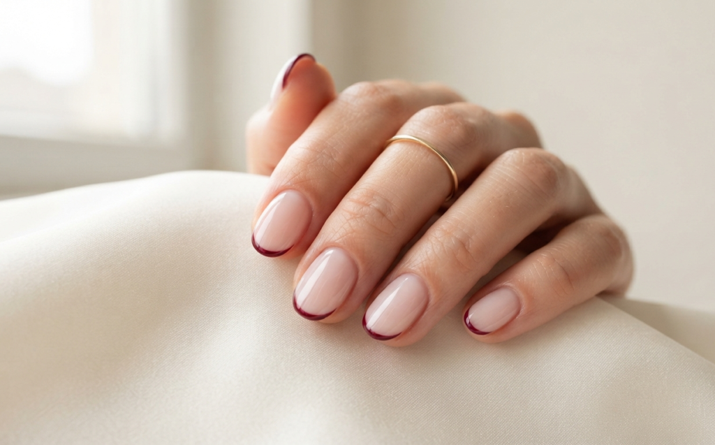Burgundy Micro French Tips