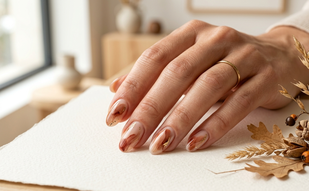 Burnt Sienna Watercolor Nails