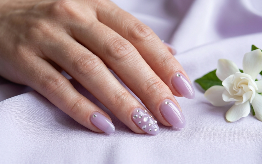 Lilac Jelly Dewdrop Nails